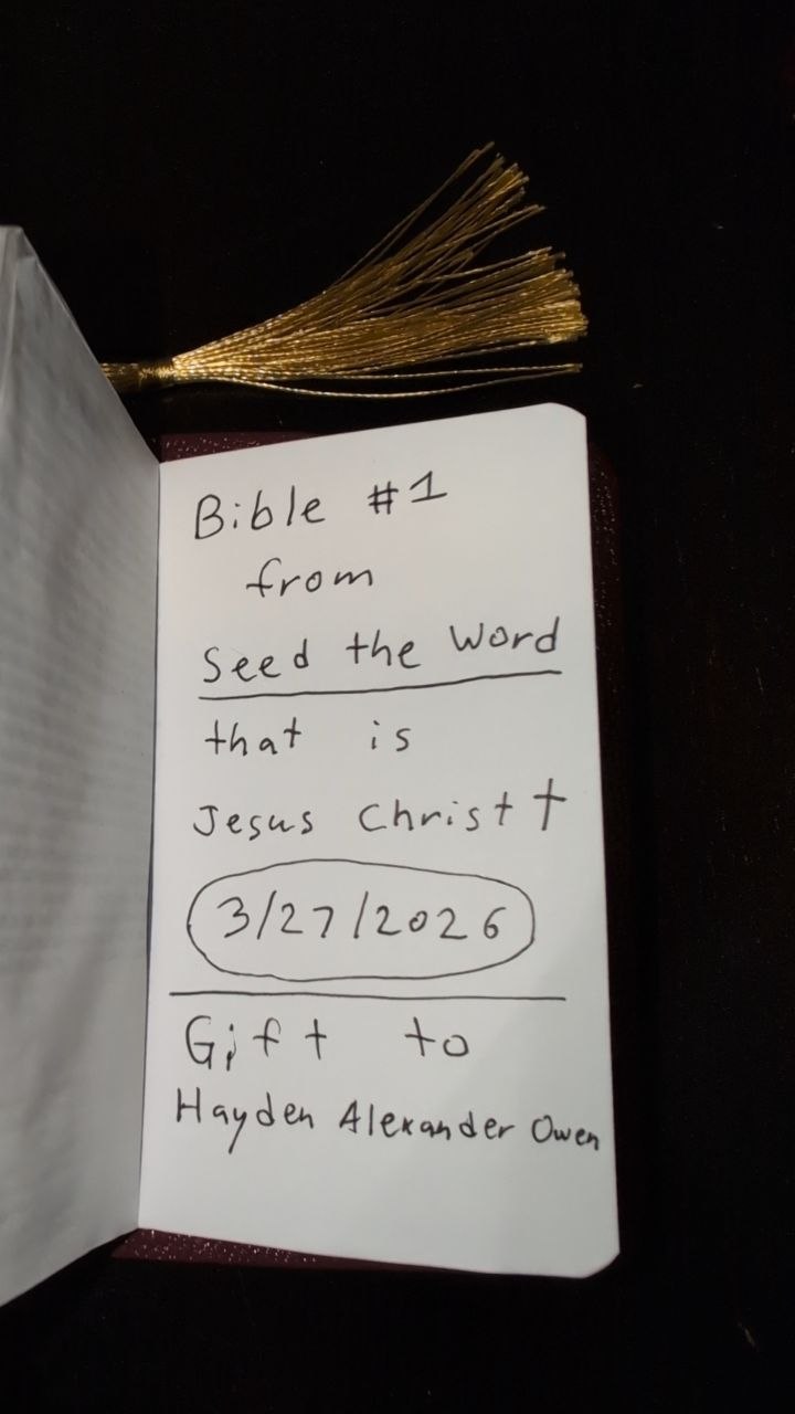 A personalized Bible handed to a friend
